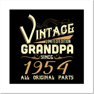 Vintage Grandpa Since 1954 Funny Man Myth Legend Daddy Posters and Art